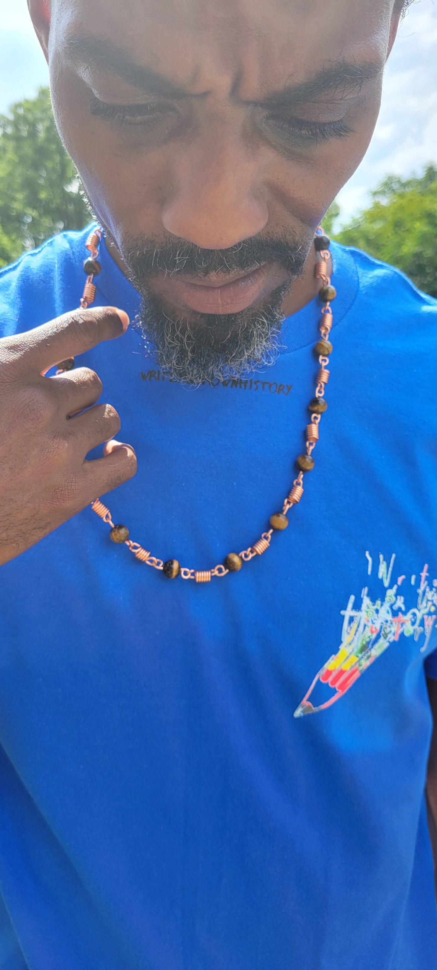 Tiger Eye Copper Link Neck Chain